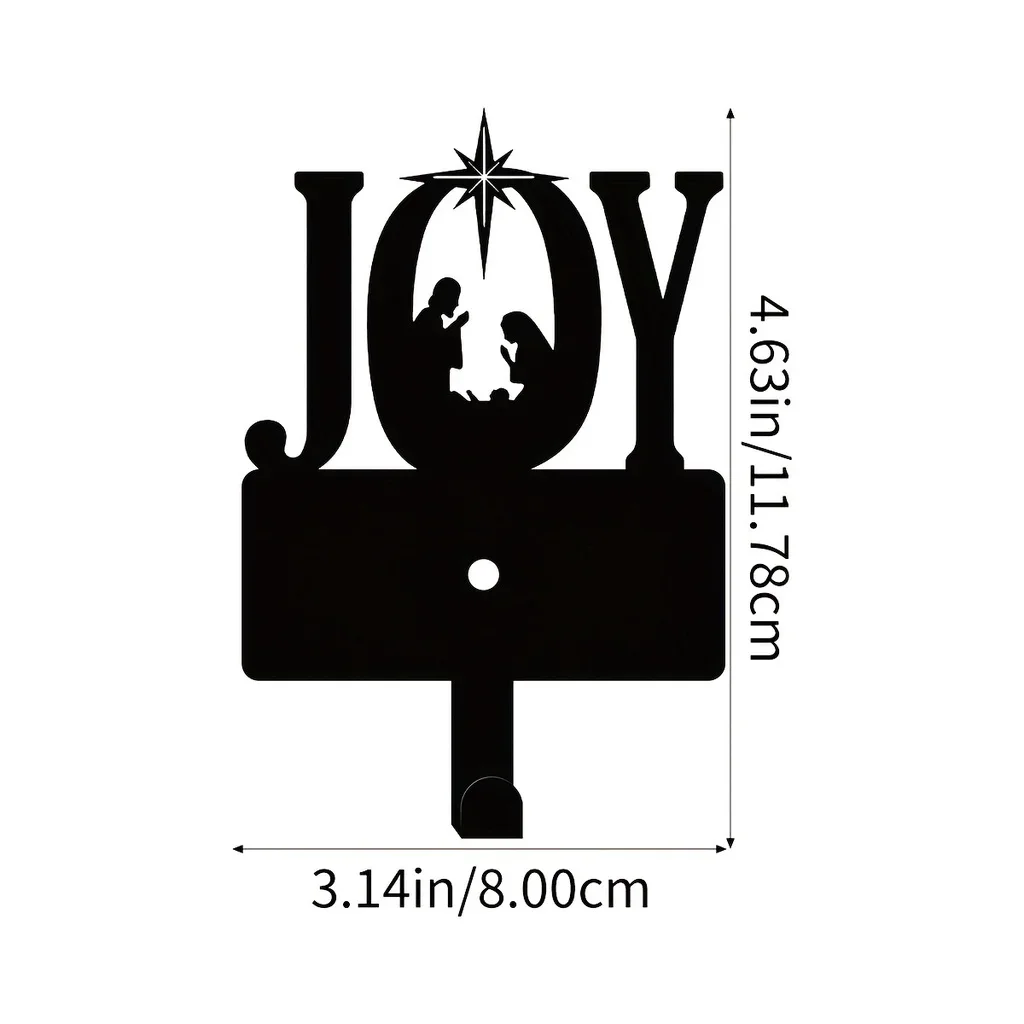 Metal Christmas Joy Manger Coat Hook Key Belt Wall Hanging Decoration Hook Clothes Hook Christmas Decoration Gift Festival Decor