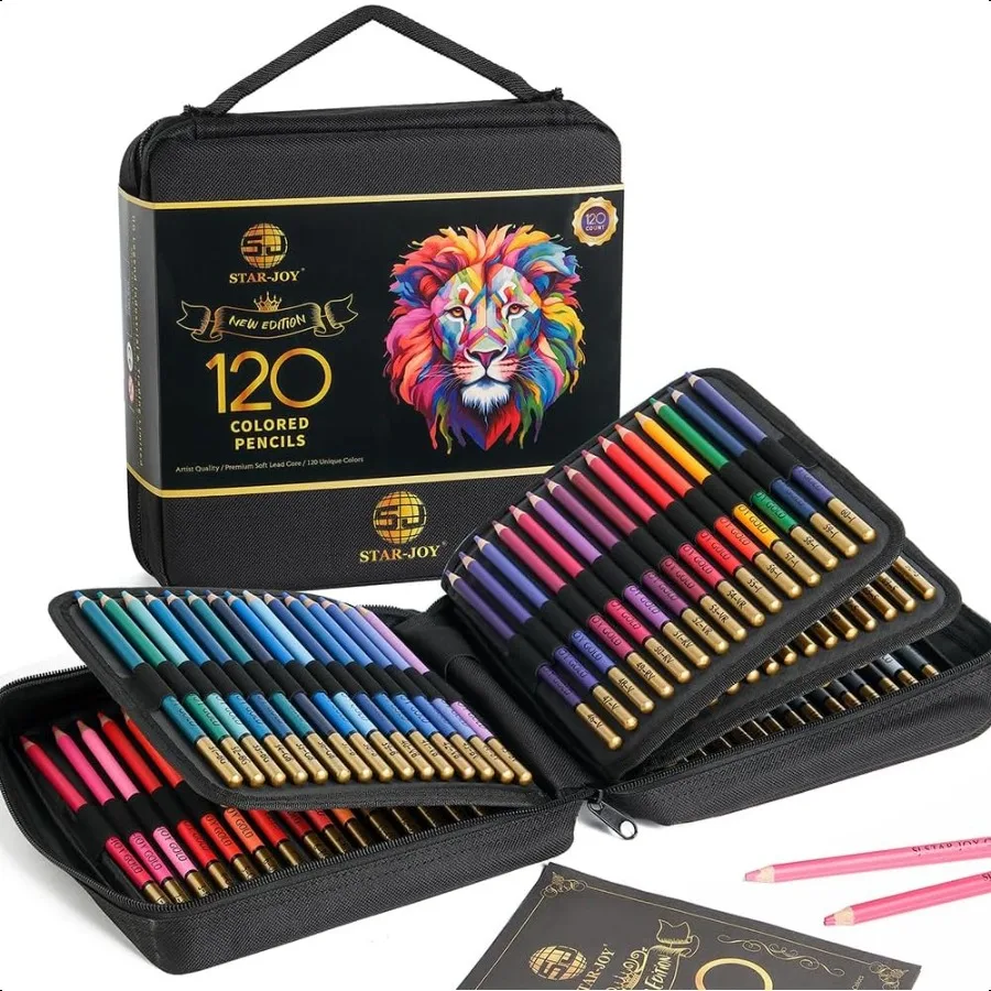 

120 Colored Pencils Zipper Case Set Soft Core Colored Leads for Artists Profionals and Colorists In Neat Strong CarryAnywhere Z