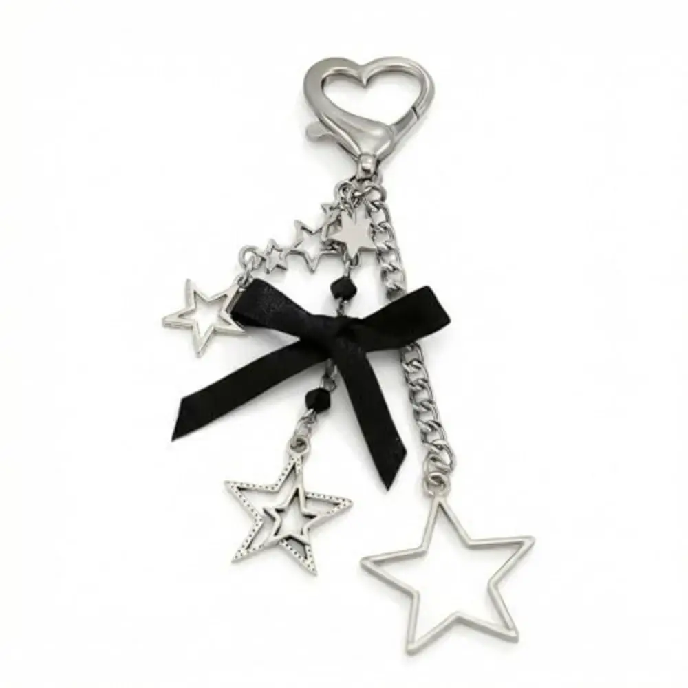 Simple Five-pointed Star Pendant Keychain Hanging Bowknot Car Trinket Key Holder Key Chains For Women Girl