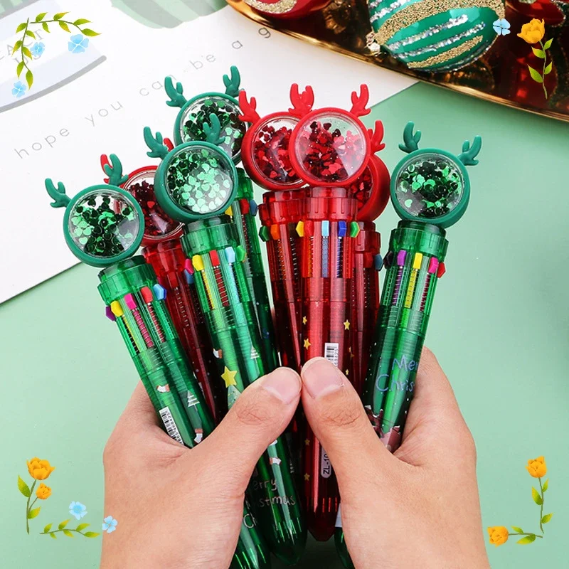 

20 Pcs Mixed Wholesale Christmas Elk Ballpoint Pens Set - 10 Colors Cartoon Writing Supplies for Office School Learning Gifts
