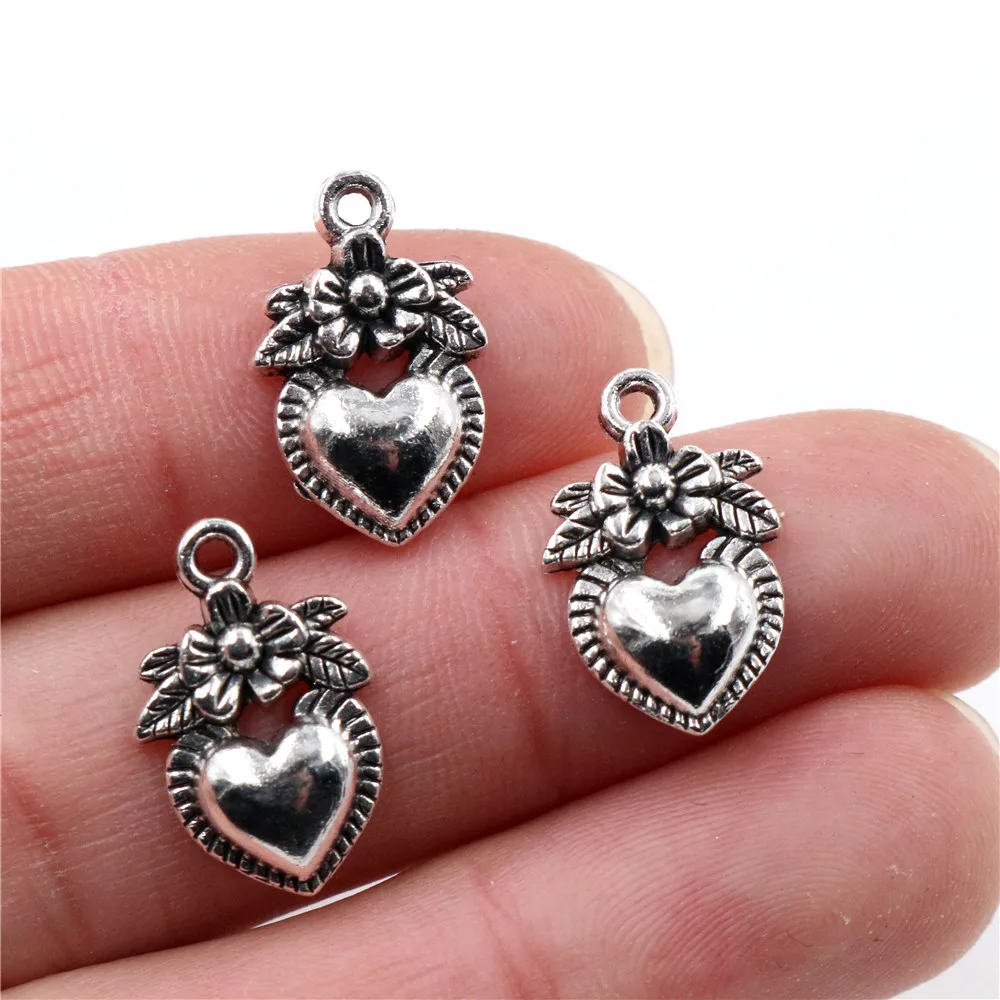 18x11mm 20pcs Antique Silver Plated and Bronze Plated Heart Handmade Charms Pendant:DIY for bracelet necklace