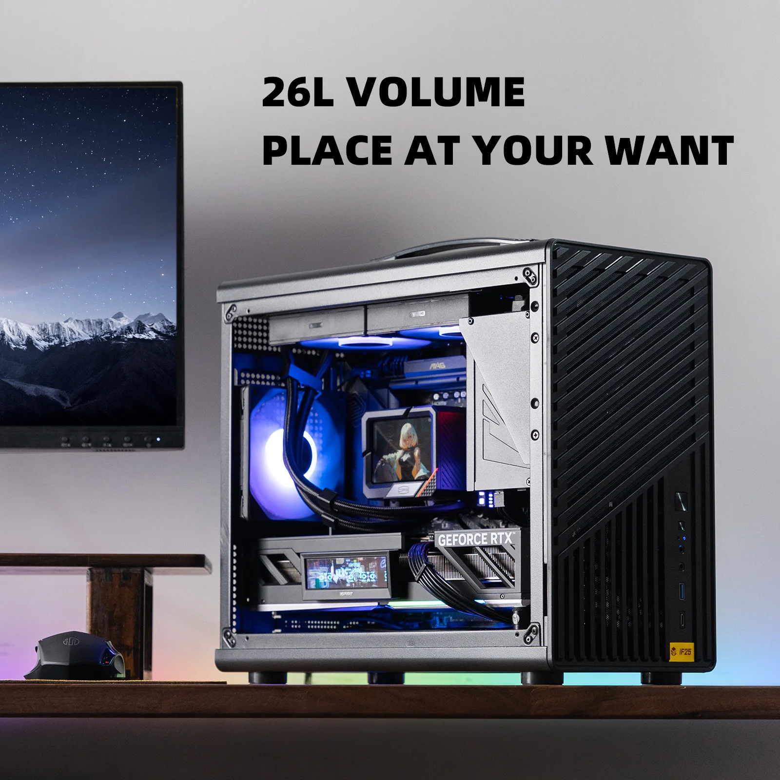 

Lojcube IF25 26.5L MATX MB/ATX PSU/240/350mm GPU Portable Compact Desktop Chassis