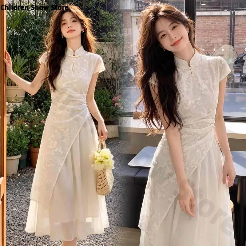 white-irregular-chinese-style-embroidery-qipao-summer-new-mandarin-collar-dresses-elegant-women-cheongsam-novelty-gentle-vestido