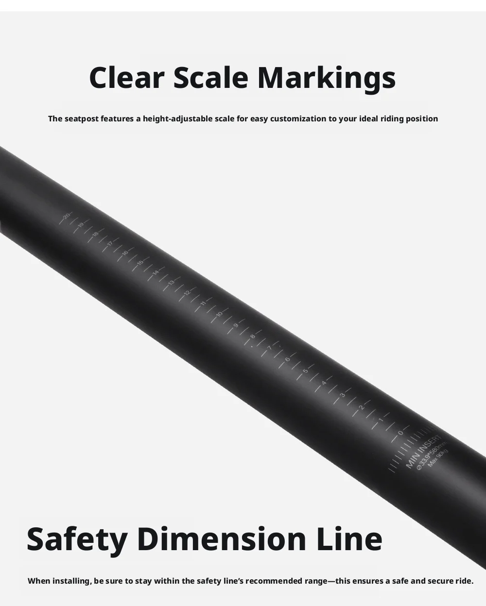 LITEPLUS Carbonfaser-Sattelstütze 33,9mm/31,8mm X 580mm für Brompton Dahon Faltrad, Glänzende & Matte Schwarze Sattelstütze, Ultraleicht – Detail 10