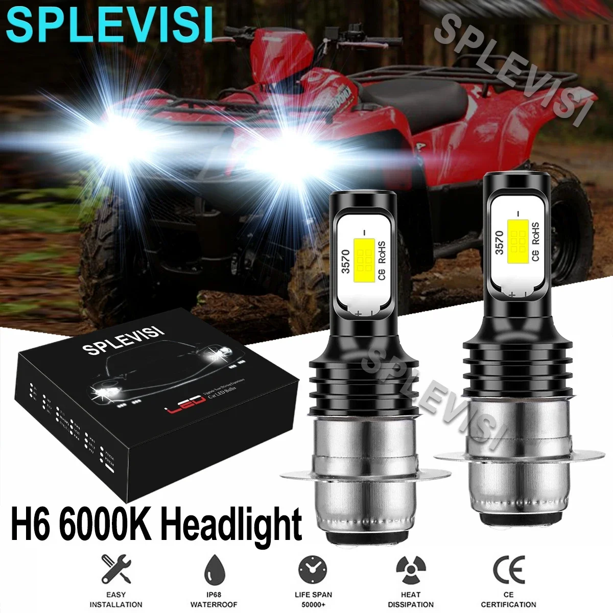 

2x 70W LED Headlight Bulbs white For Suzuki King Quad 300 1991 1992-2002 Eiger LTA400 LTA400F 400 2002 2003 2004 2005 2006 2007