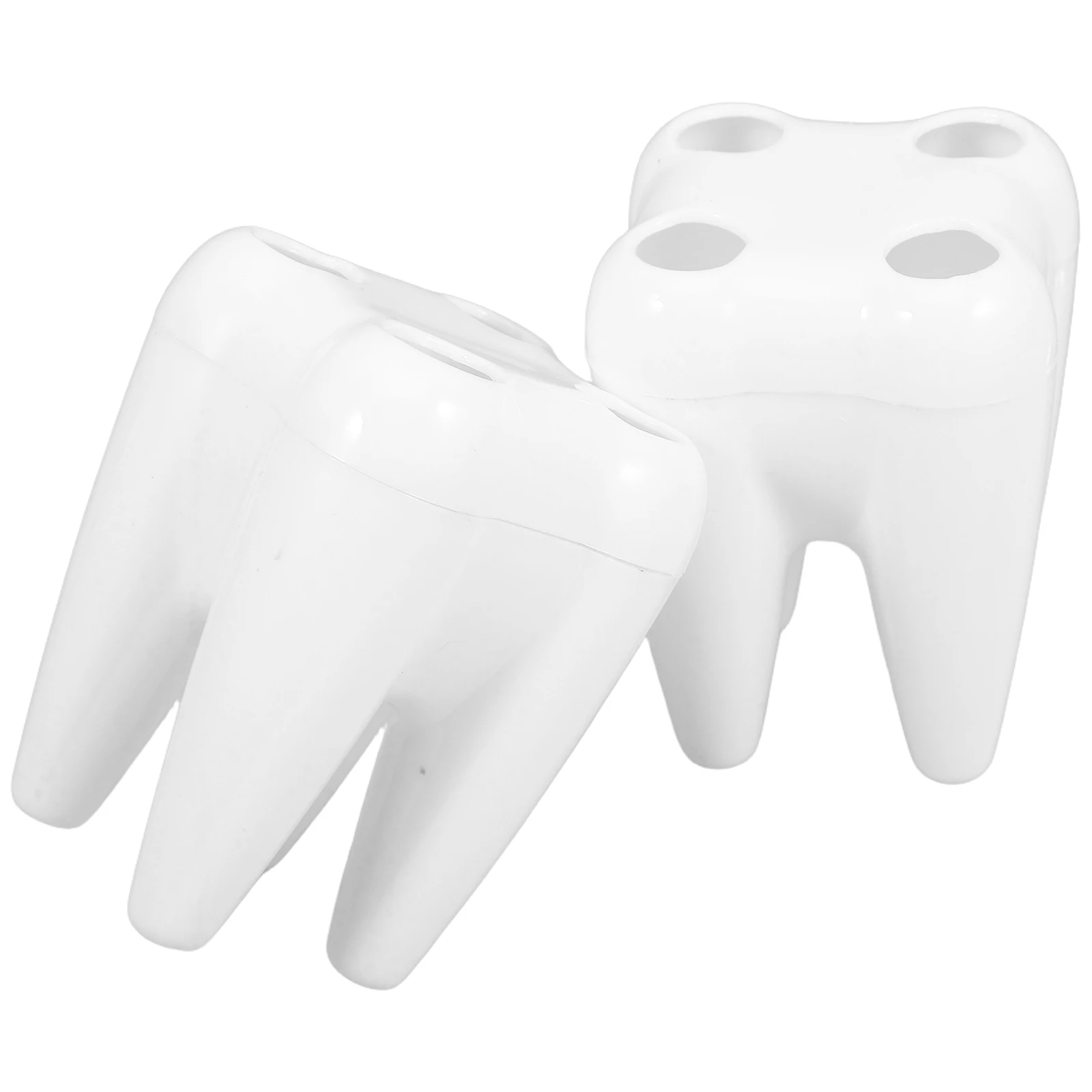 

2Pcs Tooth Shaped Holder Creative Design Craftsmanship Bathroom Organizer Kids Decor Storage Modern Accessories