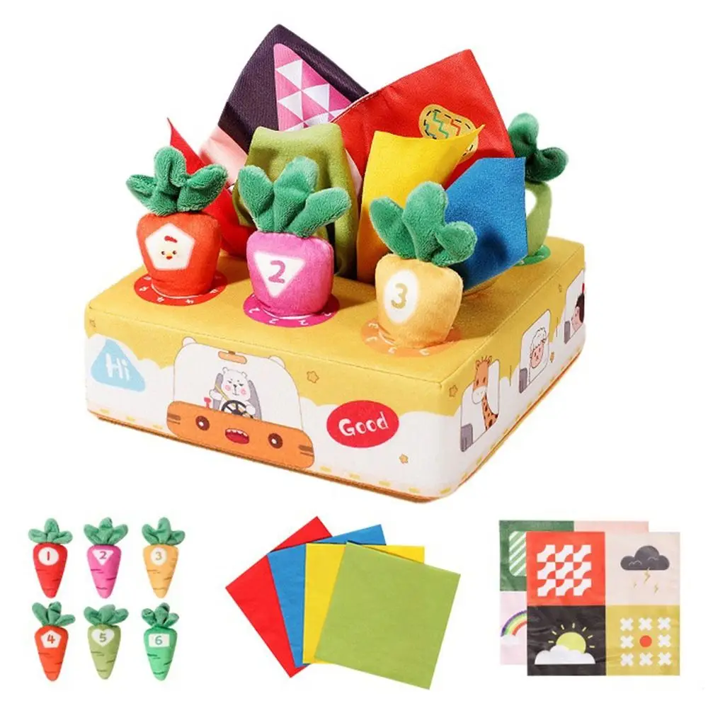 Miękkie, odporne na rozdarcia, materiałowe książeczki dla niemowląt z motywem warzyw, wzór z rysunkami, rzepy, interaktywna książeczka Montessori, nieblaknąca, dla maluchów.