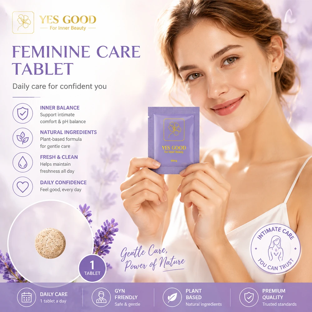 Natural Plant Feminine Intimate Care Tablets from Korea, Gentle pH Balancing Formula for Daily Hygiene, Effective Odor Control