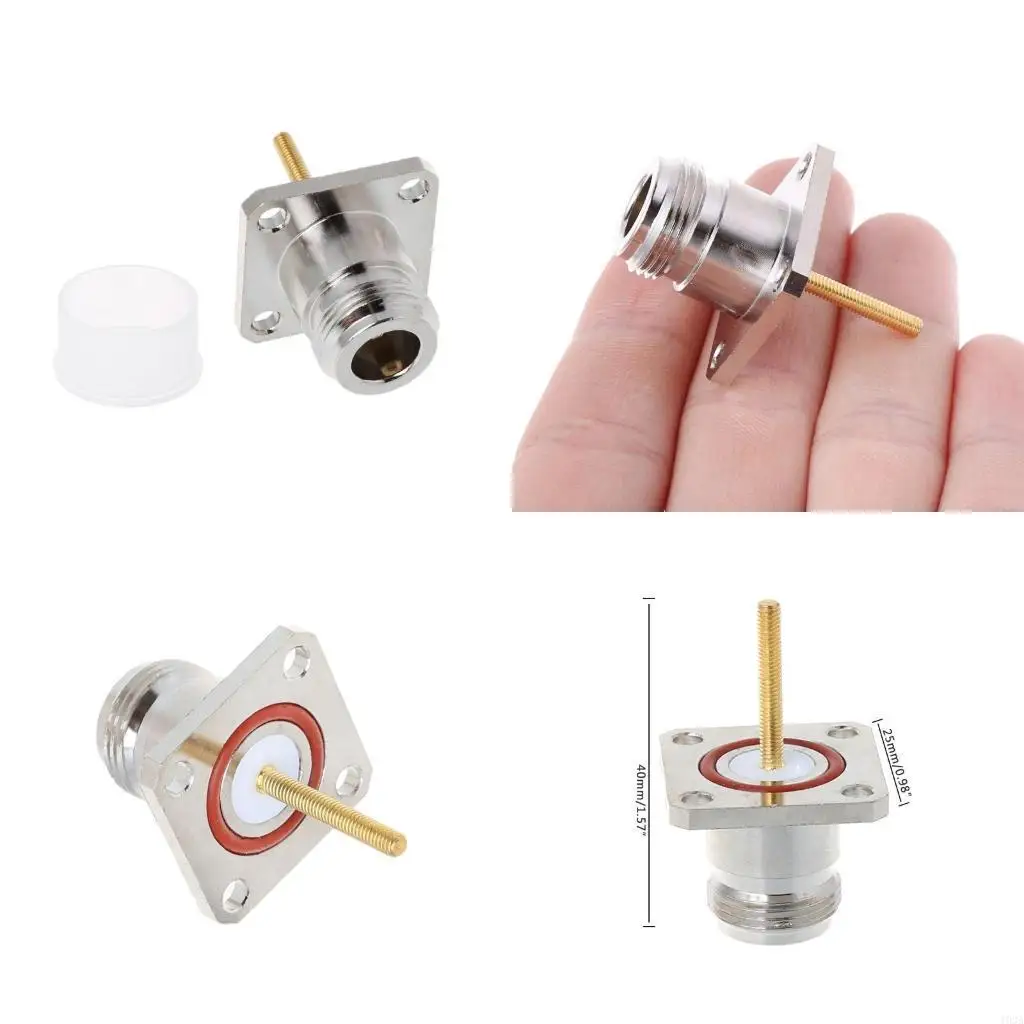 193A Brass N Female Connector With 4 Hole Flange Mount Chassis RF Adapter Long S