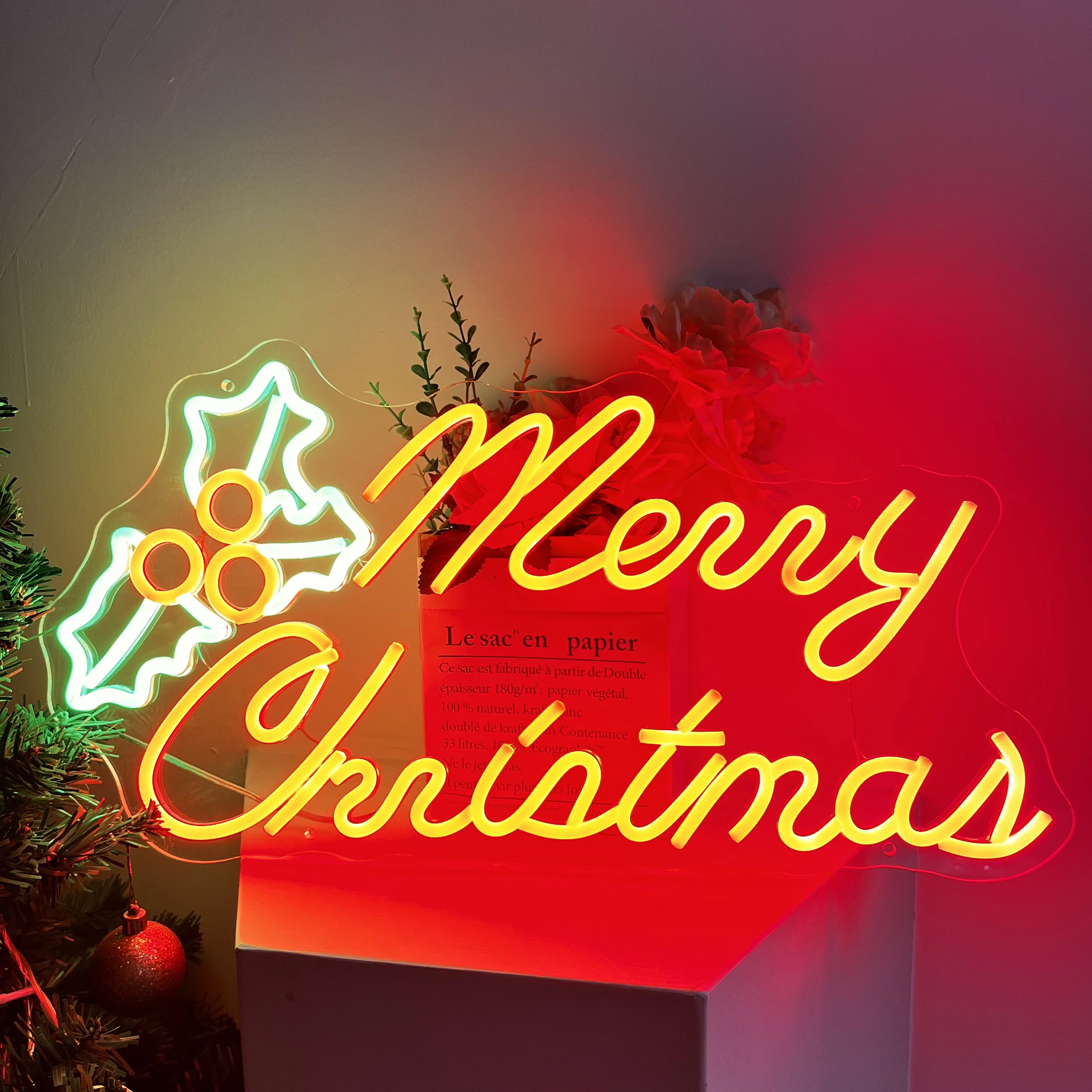 Feliz Natal LED Neon Sign, Luzes para Casa, Bar, Sala Decorações