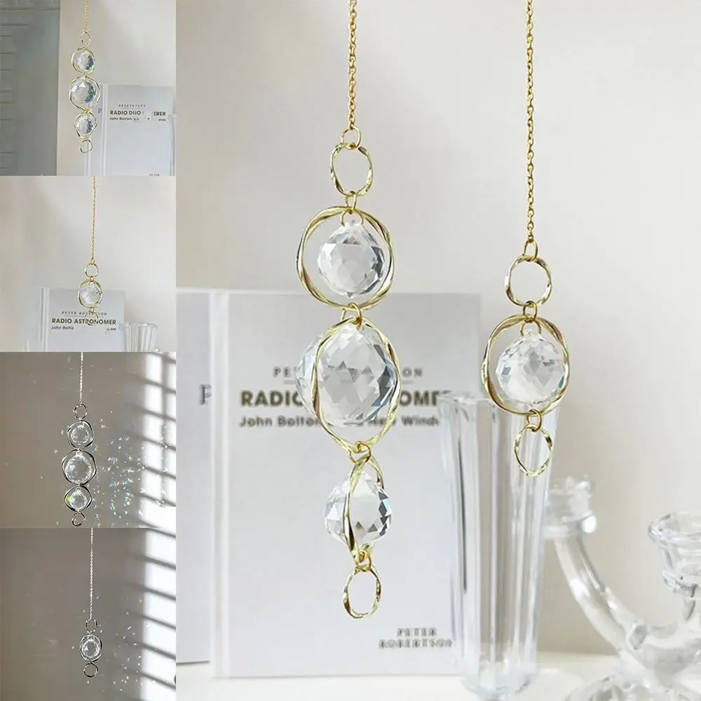 

Crystal Glass Sun Catcher Accessories Curtains Embellishment Wind Chime Sunlight Refraction Gold Silver Rainbow Prisms Pendant