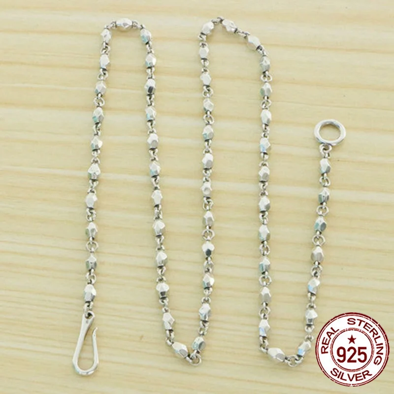 S925 Sterling Silver Necklace Jewelry Vintage Personalized Small Stone Chain Vintage Hanging Chain Couple Trendy Chain