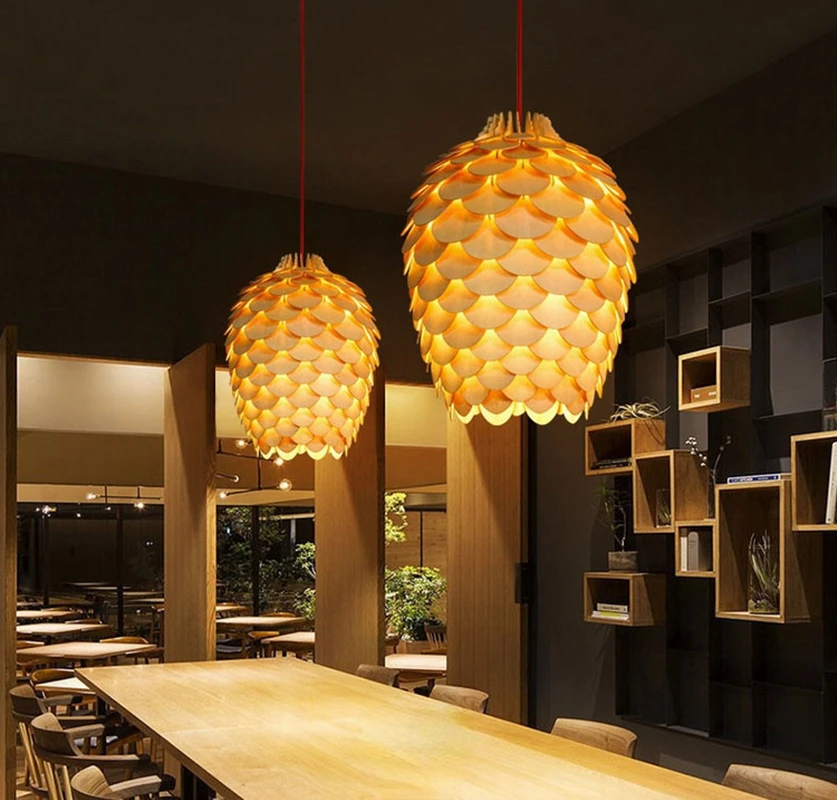 Imagem -05 - Modern Pinecone Pendant Light Lâmpada de Madeira Nórdica para Restaurante Sala de Estar Decoração de Bar Mesa de Jantar Criativa