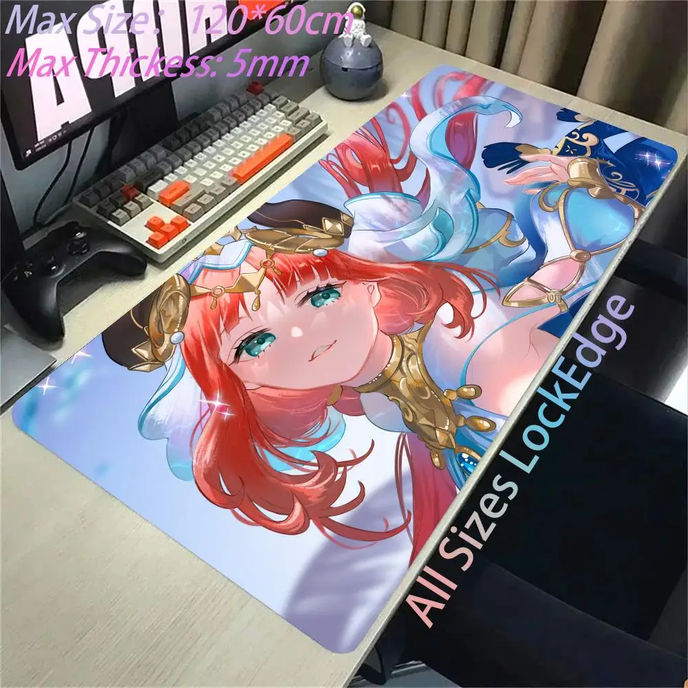 Hot Genshin Impact Game Mouse Pads Nilou Mousepad Genshin Computer Pad Anime PC Gaming Accessories Desk Mat XXL 1200x600mm