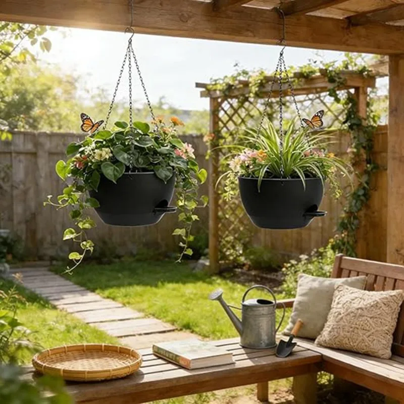 

ABDJ-Подвесной цветочный горшок со съемным основанием - Комплект из 2 больших самополивающихся горшков для комнатных и уличных растений