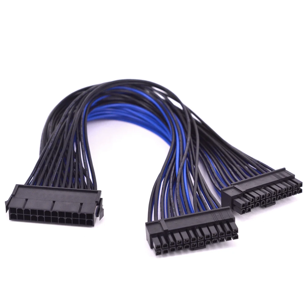 24Pin ATX 1 to 2 Power Supply Extension Cable PSU Power Port Multiplier 24 Pin Male to Female Port Y Splitter Motherboard Cable