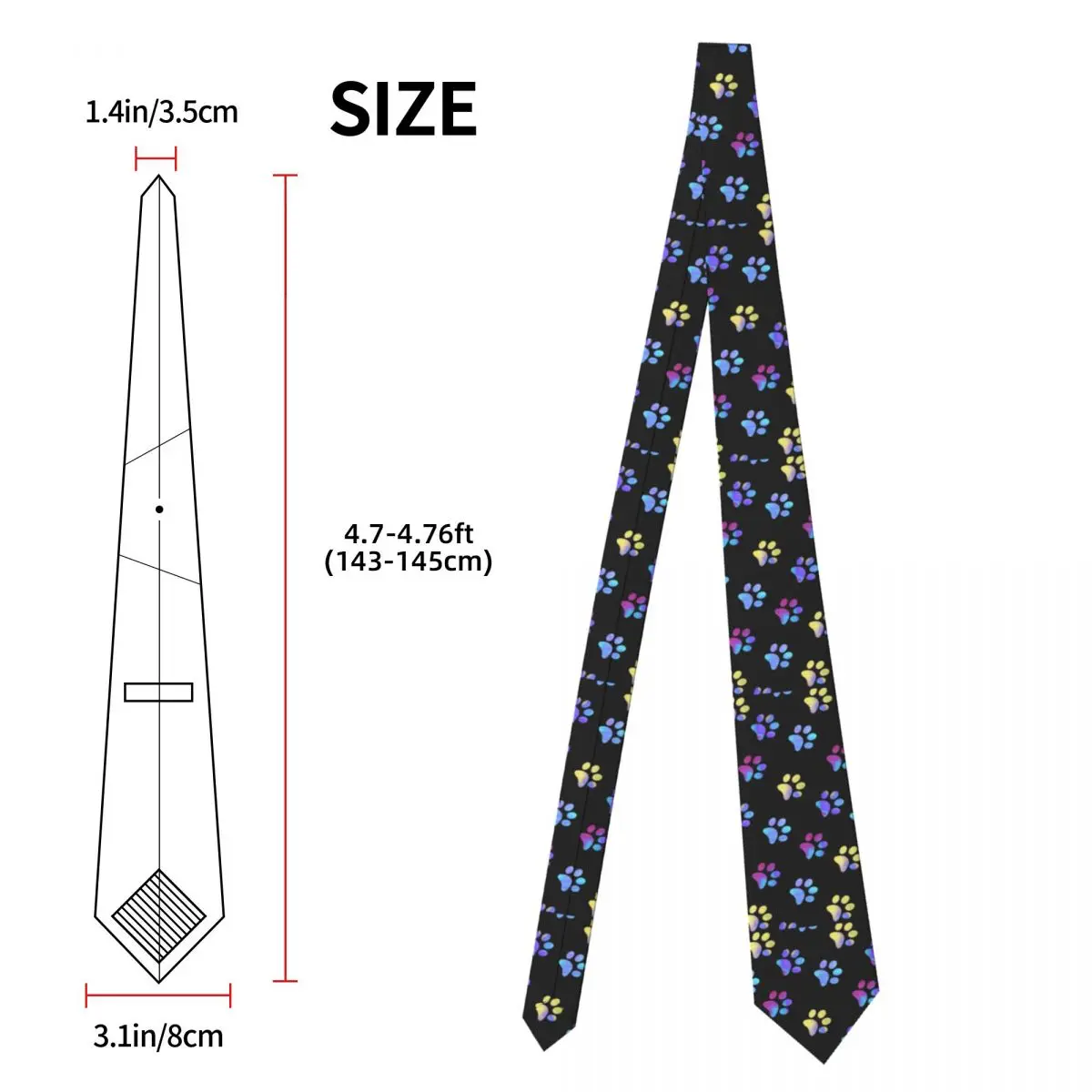 Custom Blue Yellow Galaxy Paw Prints Fashion Tie Men Mens Suit Tie Pretty Puppy Pet For Thanksgiving Day