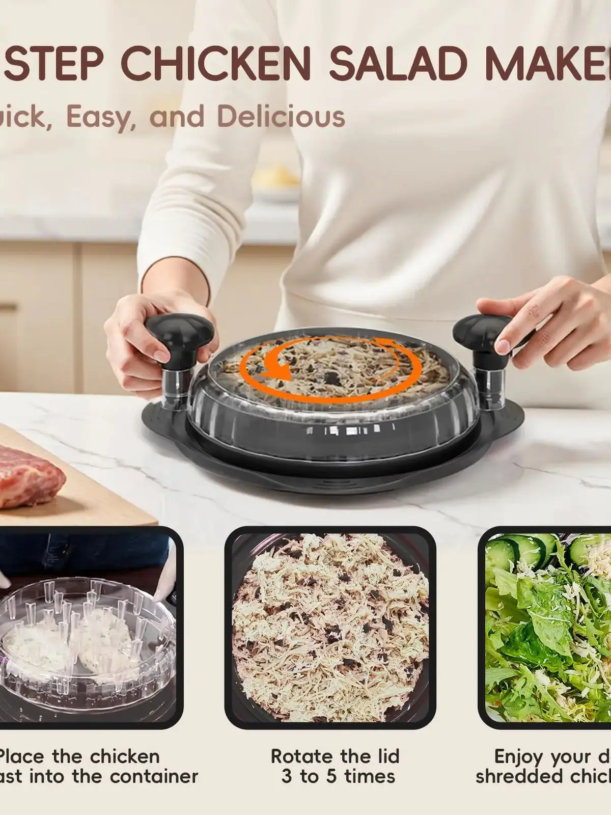 Hachoir de poulet, grand outil de déchiqueteuse de poulet torsadé, hachoir à viande visible professionnel de 11.6 pouces, poignée ergonomique