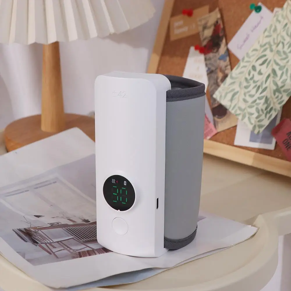 USB充電式哺乳瓶ウォーマー 温度調節6段階 ミルクヒーター 保温スリーブ付き 安全な哺乳瓶ヒーター