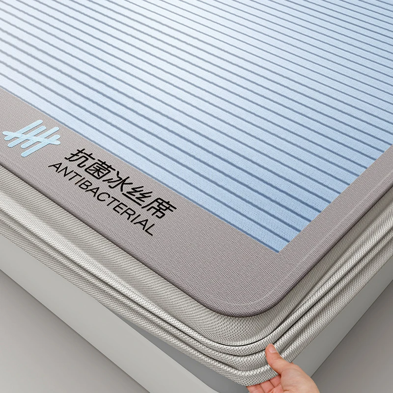 

Hot Selling Antibacterial Ice Silk Cooling Mat, Baby Safe Summer Bed Mat, Machine Washable Foldable Soft Fitted Sheet for Air Co