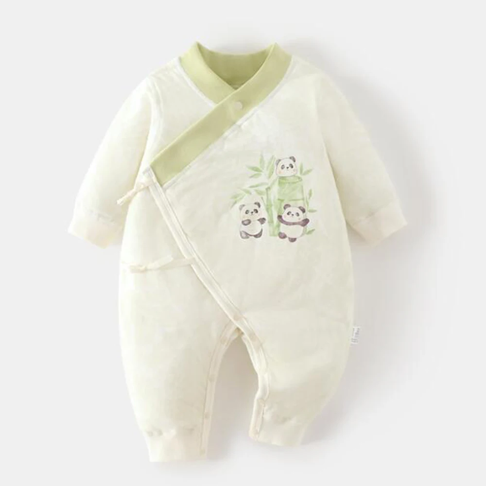 

Baby Boy Winter Clothes Quilted Warm V-Neck Autumn Baby Girl Rompers Long Sleeve Cute Animal Print Newborn Onesie 0-6 Months