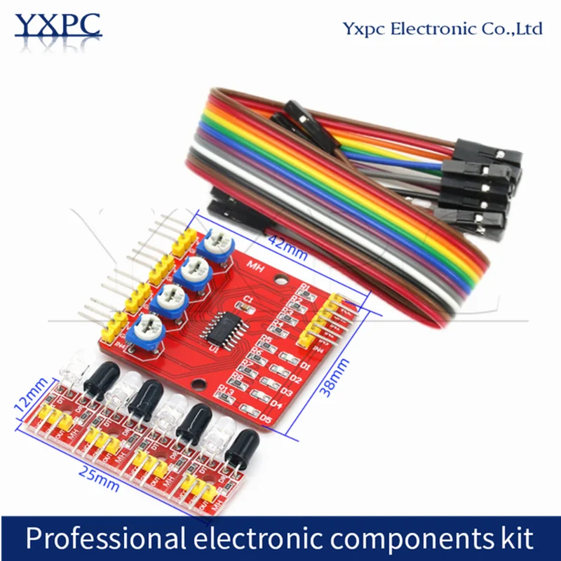 Four-way infrared tracing / 4 channel tracking module / transmission line / obstacle avoidance / car robot sensors for Arduino