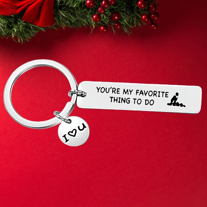 Hot Inpirational Mantra Lovers Couple Keychain Pendant  Husband Wife Birthday Key Chain Keyring You Are My Favorite Thing To Do