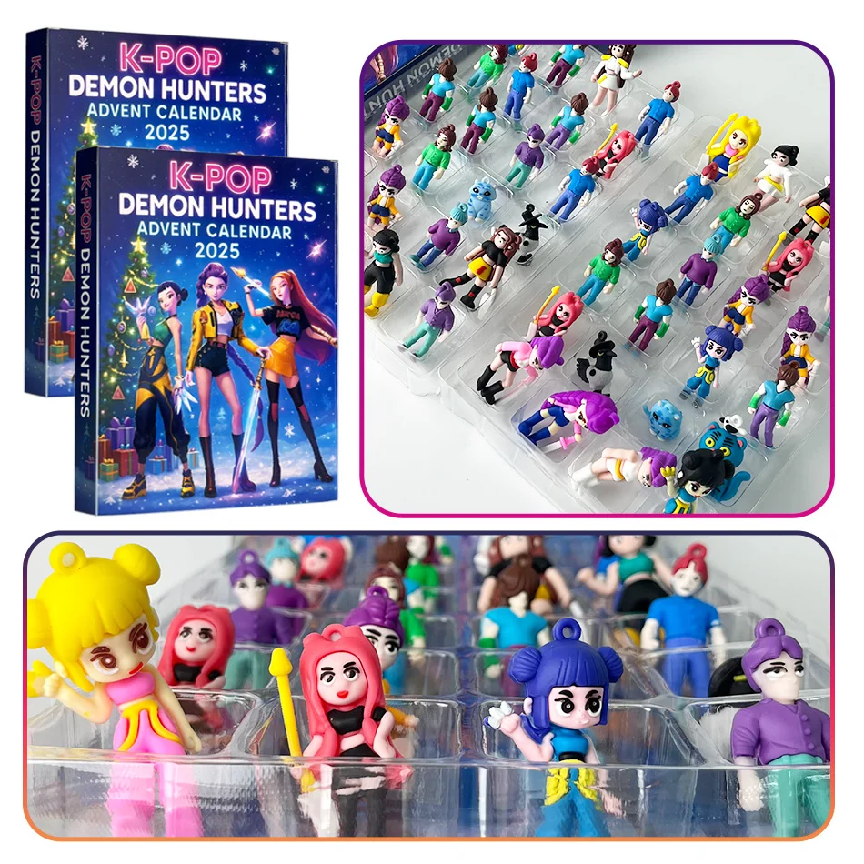아크릴 데몬 헌터 크리스마스 트리 장식품 케이팝 스타일 어드벤트 블라인드 박스 귀여운 고딕 휴일 장식 십대 및 여성용 선물