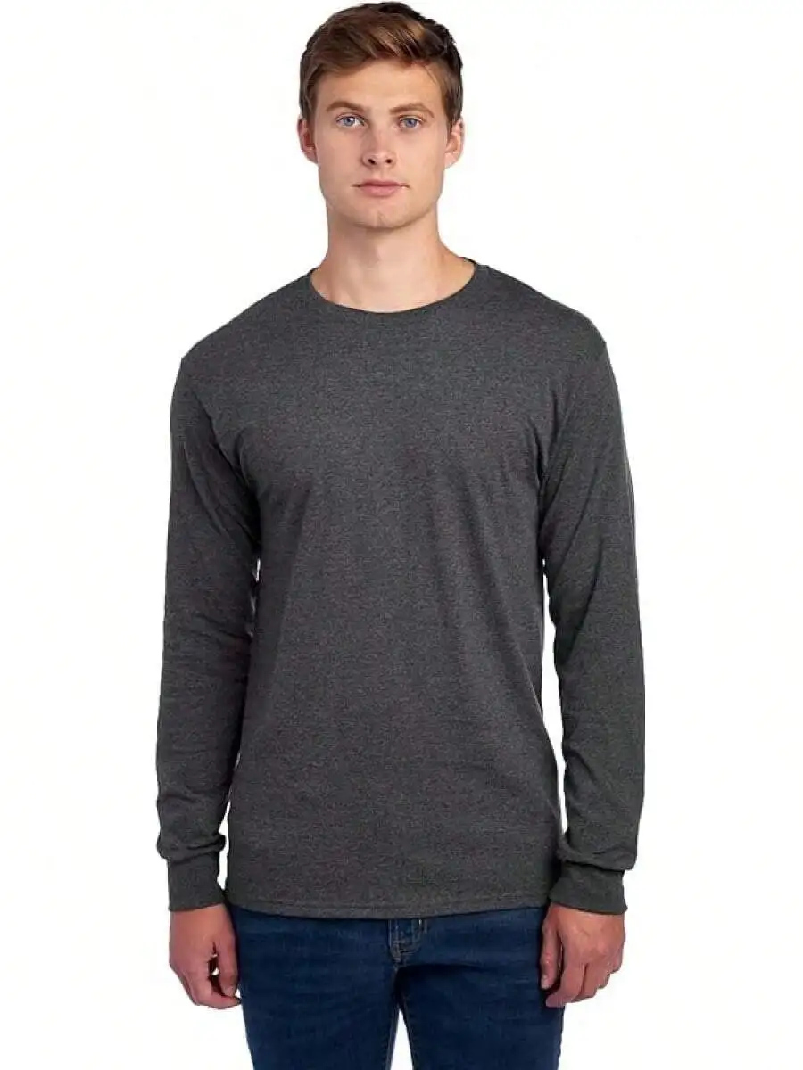 

Mens Cotton Blend Long Sleeve Tee Crew Neck Heavyweight Jersey Breathable Comfortable UPF 30+