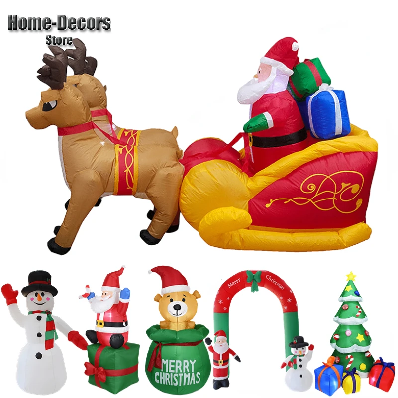 

Christmas Santa Elk Sleigh Snowman Inflatable LED Glowing Party Holiday DIY Props Xmas New Year Lantern Yard Art Decor Supplies