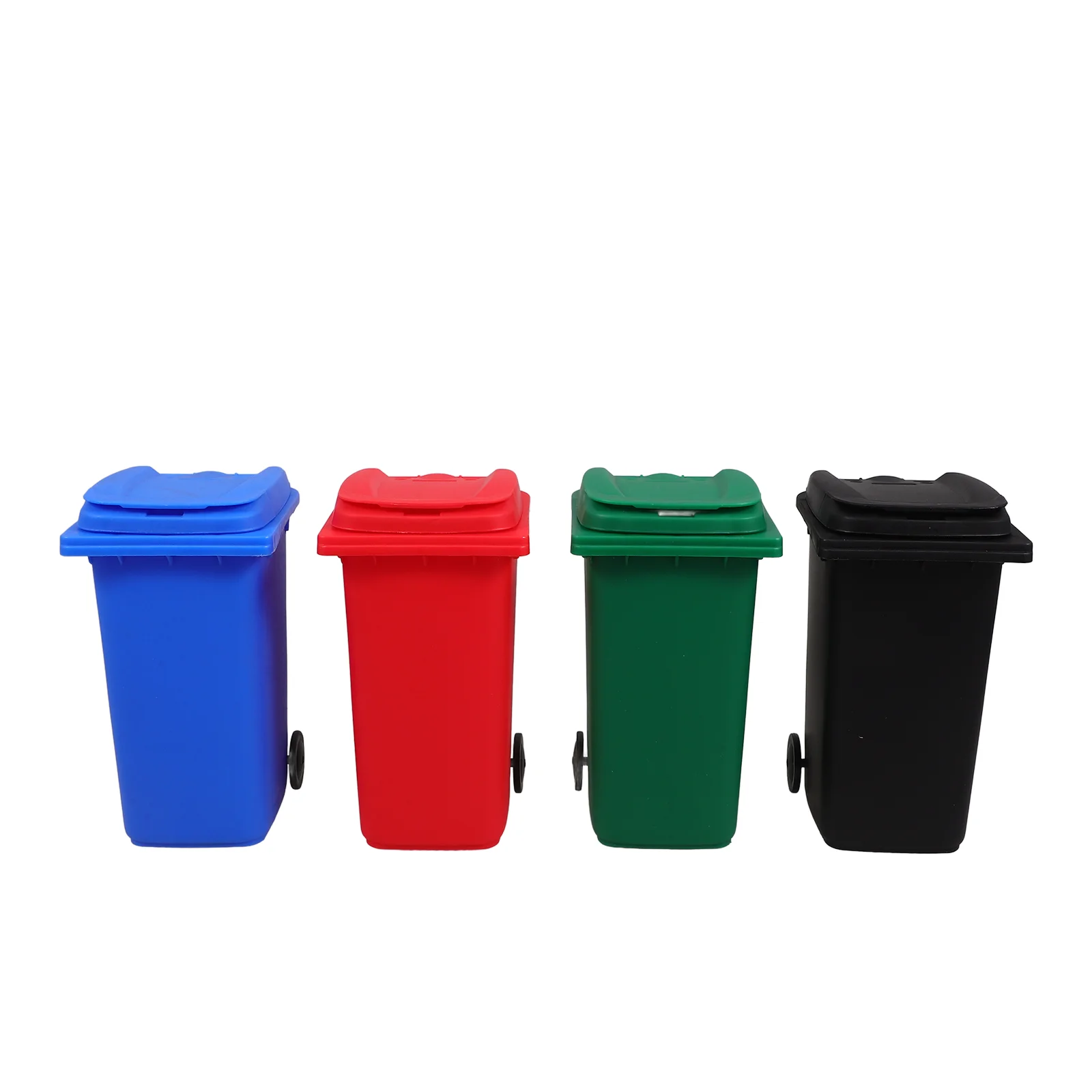 4 Pcs Trash Can Pen Holder Toy Garbage Cans Pencil for Desk Mini Bin Hard Case Crayon Boxes Plastic with Cover