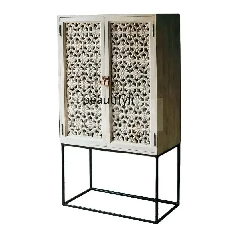 

New style NN American retro hollow carved dining side cabinet, living room storage storage cabinet, wall decorative cab