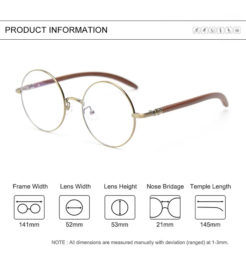 HBK Retro Anti-Blaulicht-Brille für Damen, runder Rahmen, Holzmaserung, Metallrahmen, Herrenmodell mit flachem, leichtem Rahmen, hochwertige Brillen – Detail 2