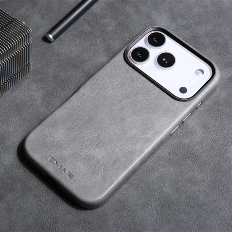 Magnetische Leder-Textur für MagSafe Handyhülle für iPhone 13 14 15 16 17 Pro Max Kabelloses Laden Stoßfeste Hülle mit Legierungs-Linsenschutz