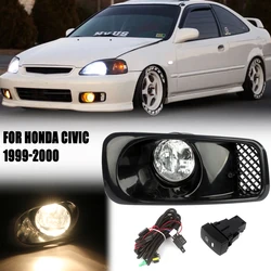 Front Bumper Fog Lamp Upgrade Kit FOR HONDA CIVIC 1999-2000 Version Additional Foglight Set Switch + Wiring