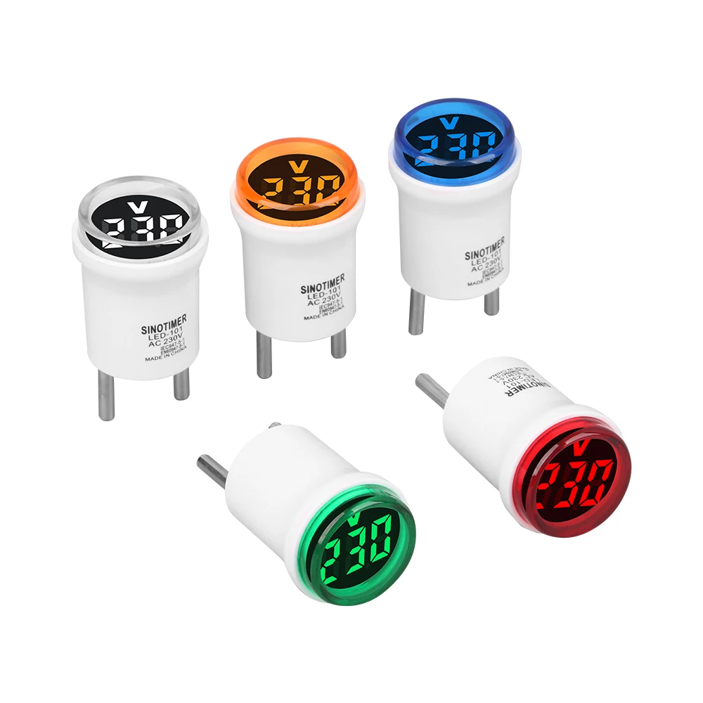 Imagem -03 - Voltímetro Digital Led com Plug ue Mini Medidor de Tensão Redondo Luz Indicadora Tester Medidor de Teste Detector Amp 30 mm ac 50500v