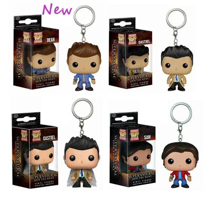 FUNKO POP Supernatural 2024 New Character Castiel with Wing Sam KEYCHAIN Toy Dean Vinyl Figure Collection Pocket Key Chain Toys