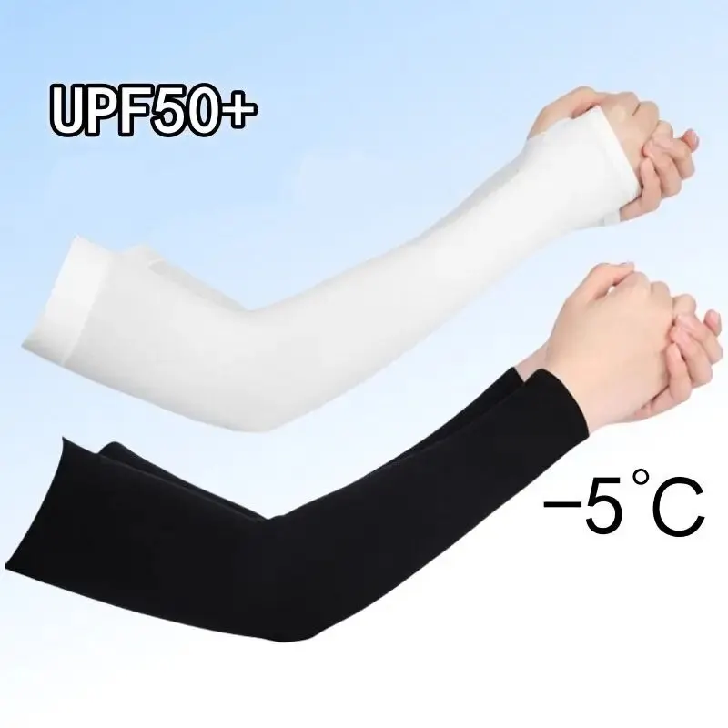 3 Pairs Of Ice Silk Sleeves For Both Men And Women Outdoor Uv Protection Cycling Arm Sun Screen Protection Black Plus White