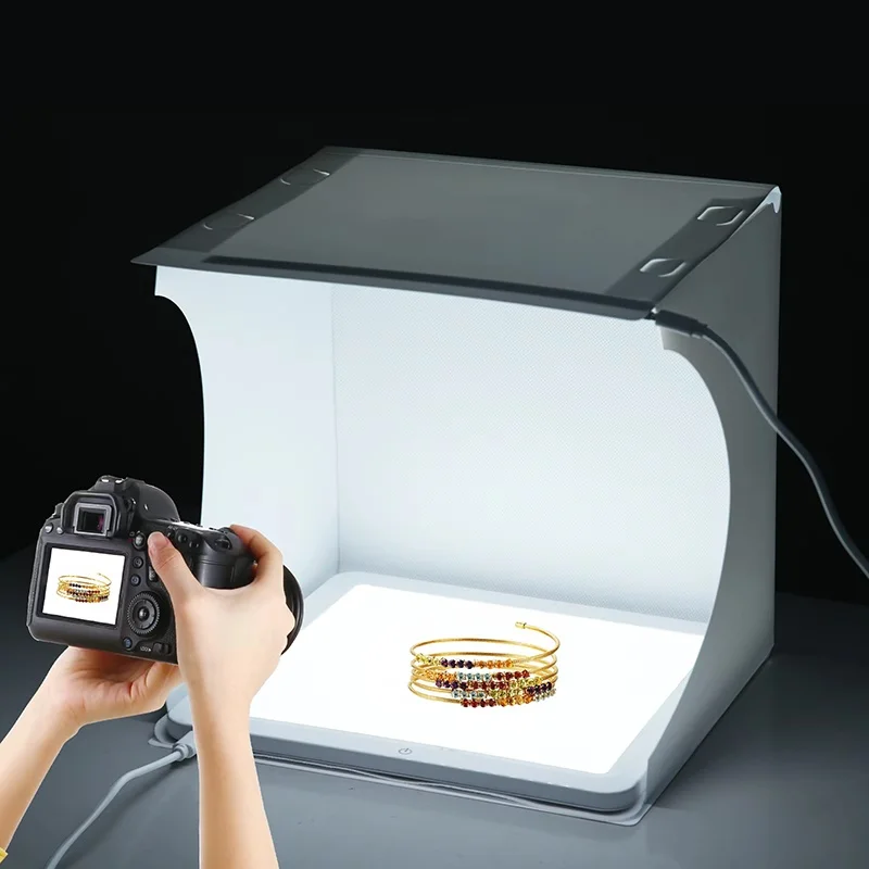 Caja de Luz Portátil para Fotografía, Mini Estudio Fotográfico Plegable con Iluminación LED y 6 Fondos de Colores