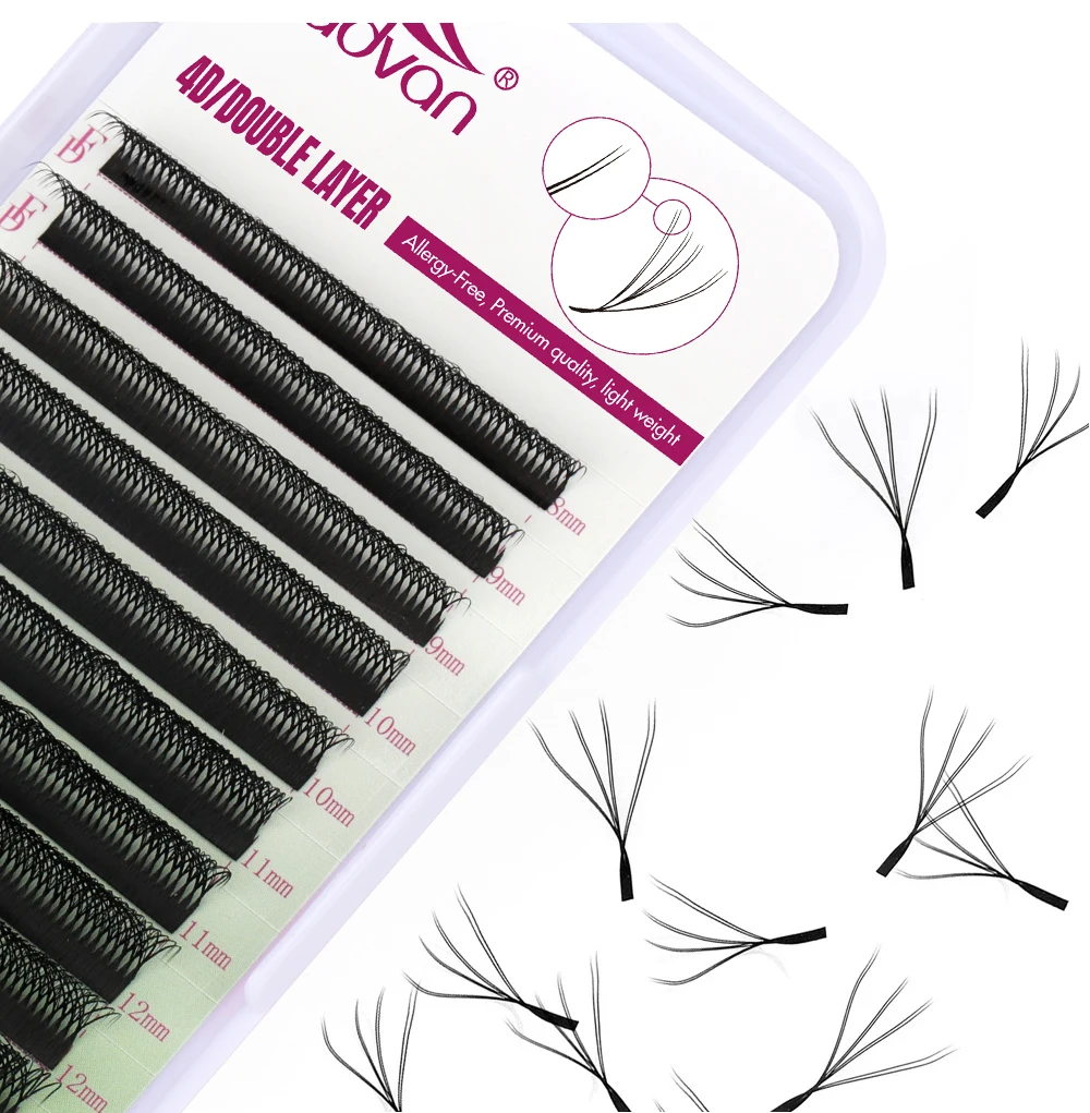 FADVAN 8D W Doppi strati 4D W Forma Ciglia Estensione C/D Naturale Morbido Volume Fan Lash 0.07 C/D Curl Premade Fax Ciglia di visone