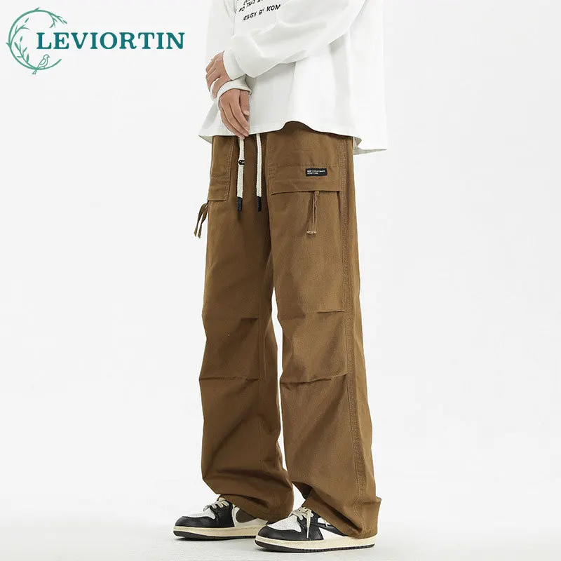 

Men's 2025 Spring New Style American Fashion Versatile Wide Leg Casual Loose Straight Tube Paratrooper Work Clothes Pants