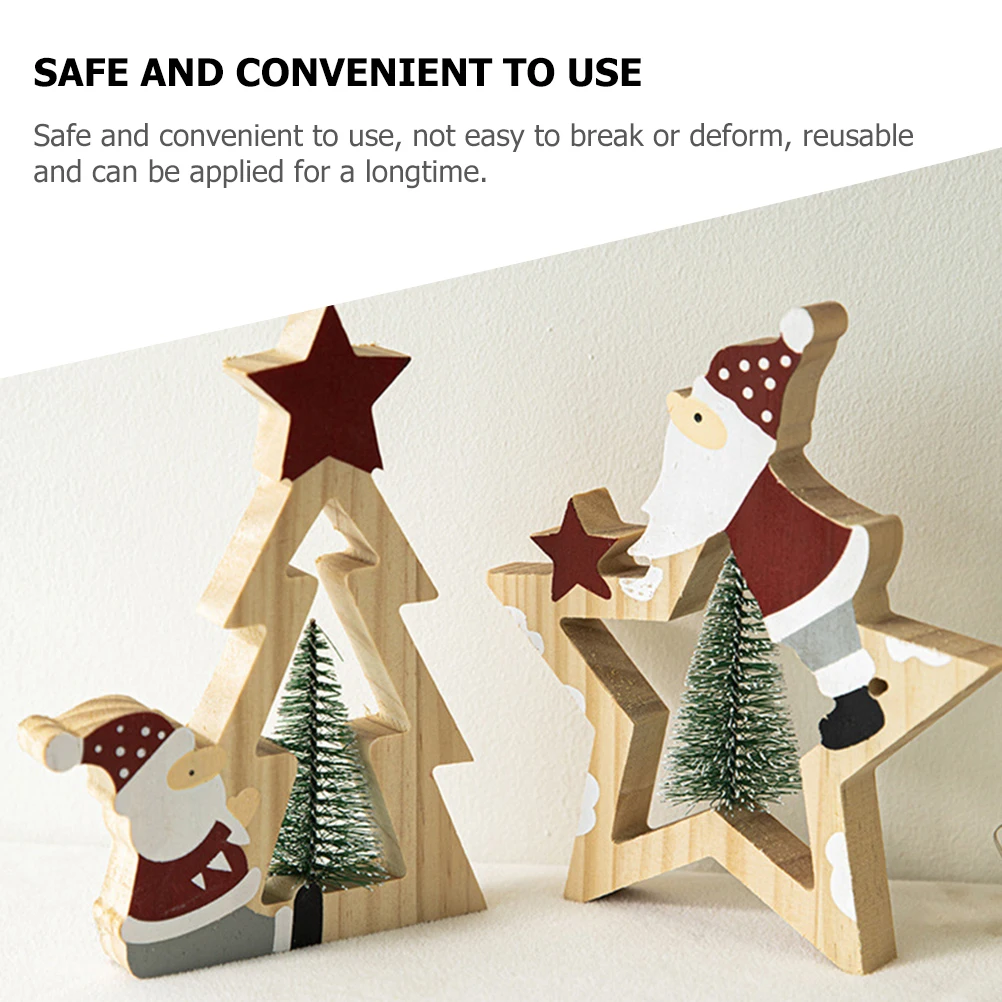 

Christmas Wooden Reindeer Santa Tree Table Sign Xmas Desktop Ornament Xmas Party Table Decor Christmas Ornaments