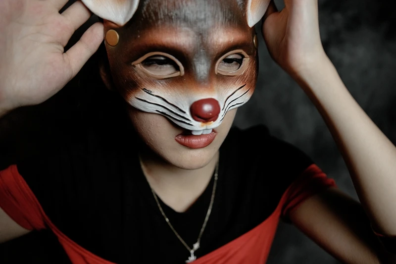 คอสเพลย์เมาส์น่ารักหน้ากากครึ่งหน้าสัตว์หน้ากาก Masquerade Party Cosplay Props ฮาโลวีนหนู Masque Rave Clubwear Carnaval หน้ากาก