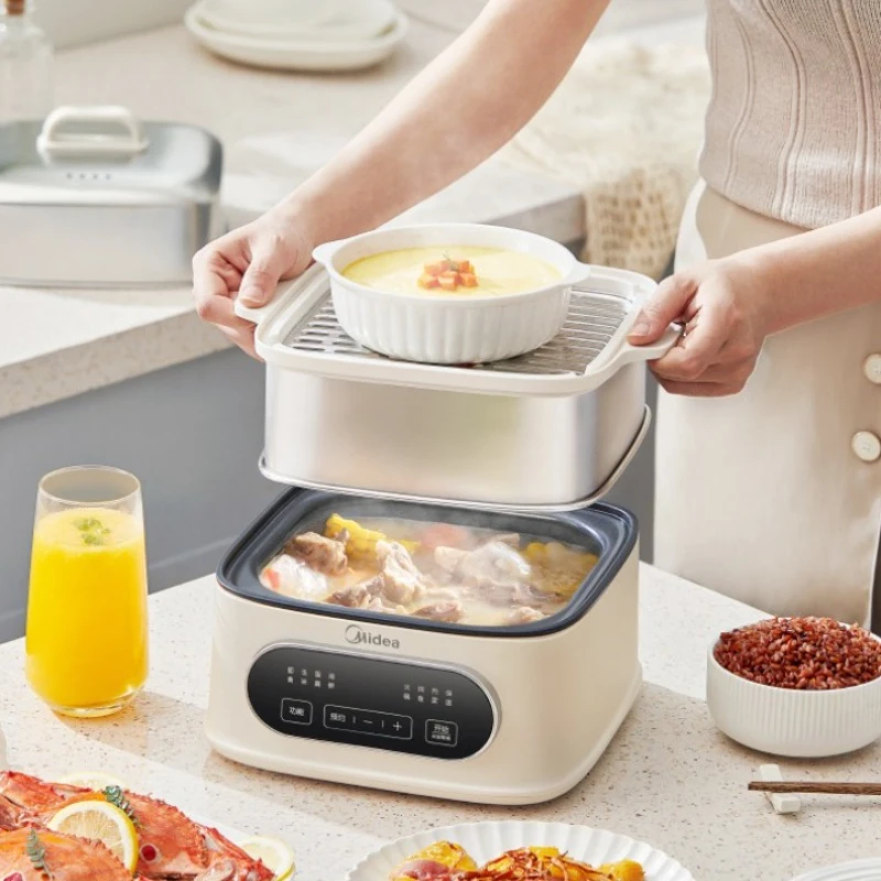 مكواة بخار كهربائية للاستخدام المنزلي، متعددة الوظائف، سعة كبيرة، حجز ذكي، وعاء متكامل للتبخير والطهي