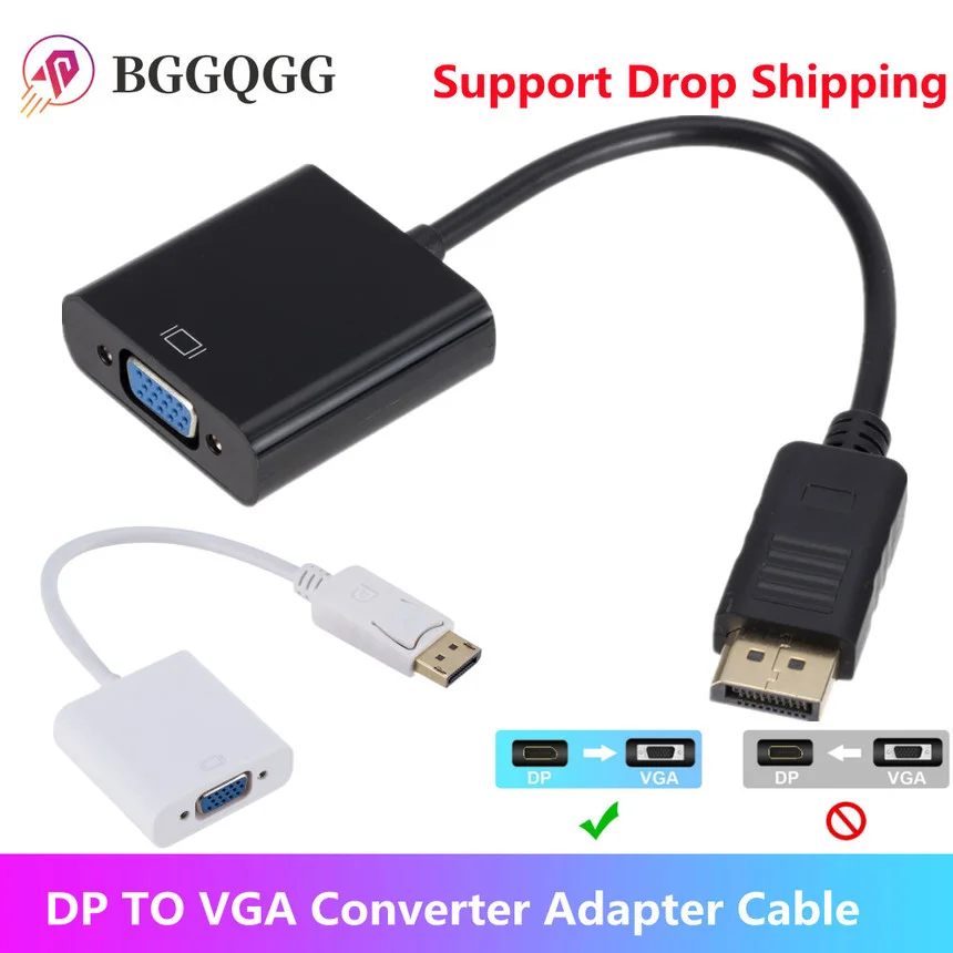 

1080P DisplayPort Display Port DP To VGA Adapter Cable Male To Female Converter for PC Computer Laptop HDTV Monitor Projector