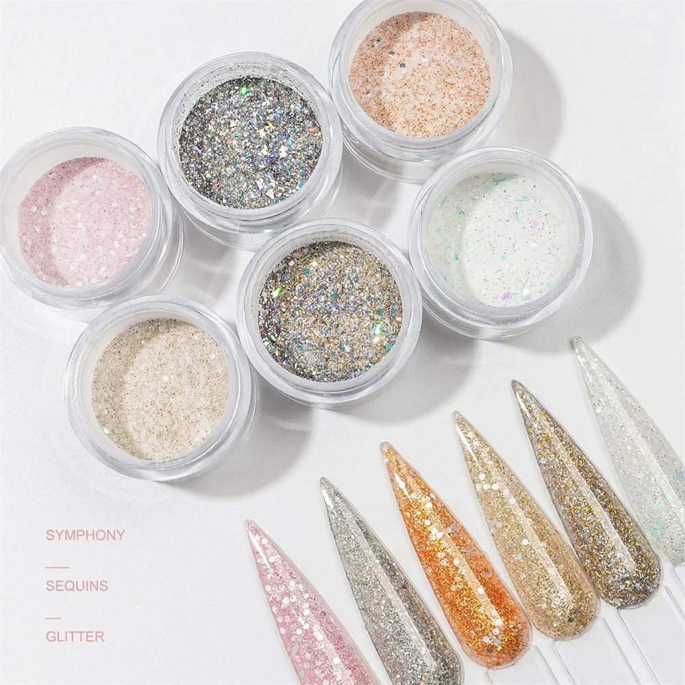 HNDO Garrafa 5g Prego Glitter Sparking Mergulhando Pó Acrílico Lantejoulas Pigmento Poeira para Unhas Profissionais Design de Manicure