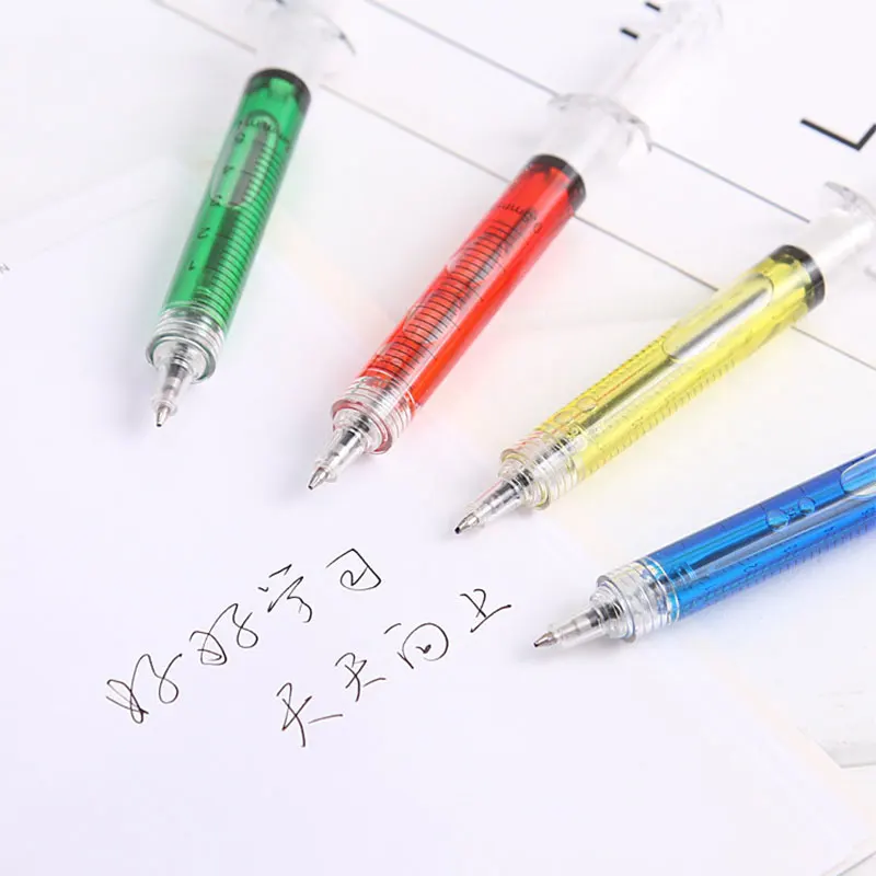 160pcs Novelty Syringe Pen Syringe Peculiar Shape Cute Stationery Ballpoint Pen Bullet 5mm Automatic Refillable Ballpen