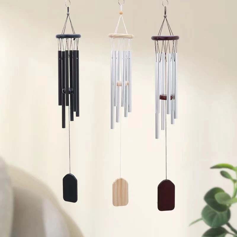 Classic 26 Inch Aluminum Pipe Wind Chimes With Wooden Hanging Tag Farmhouses Terraces Gardens Balcony Corridor Decoration