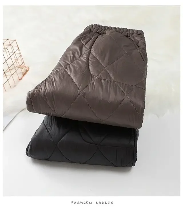 Winter Ultra Light Windproof Pants Quilted Warm Casual Snow Wear pantalones Womens Elastic High Waist Thick Baggy Sweatpant New