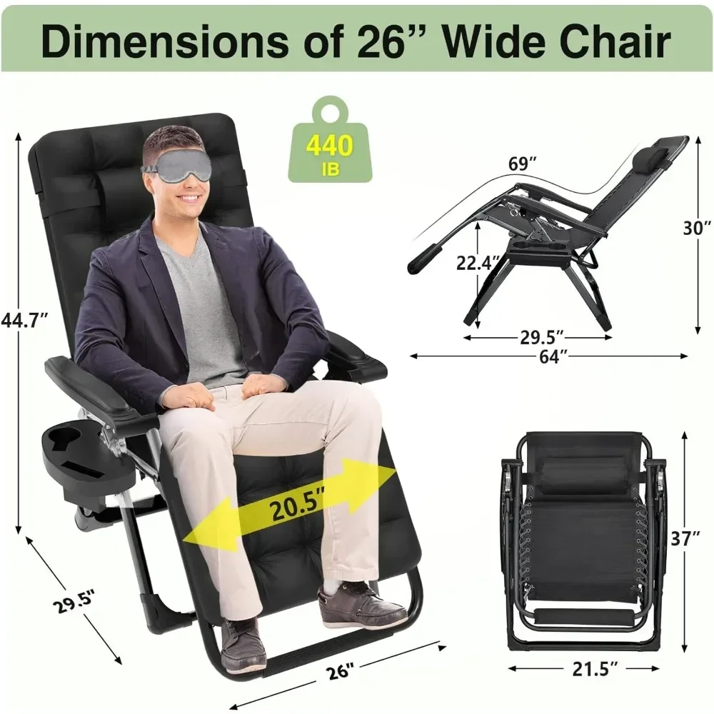 Zero Gravity Chairs Indoor, 26Inch Wide Zero Gravity Recliner with Removable Cushion Cup Tray Outdoor